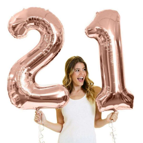 32inch helium supported rose gold number foil balloon birthday party online party Conjunto 2 Números Grandes com hélio